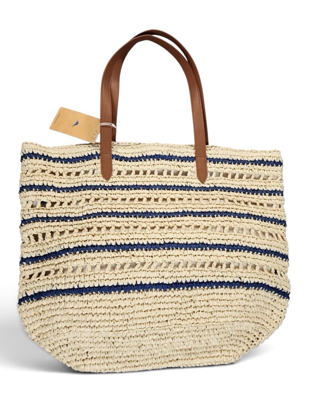 NEW Tommy Bahama Striped Raffia Shoulder Strap Tote Handbag NWT